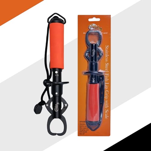 Catfish Pro Tournament Series Stainless Steel Fish Lip Gripper with Scale | One-Handed Operation | Rotating Head, Cushioned Handle, & Adjustable Lanyard for Easy, Precise, and Comfortable Fishing