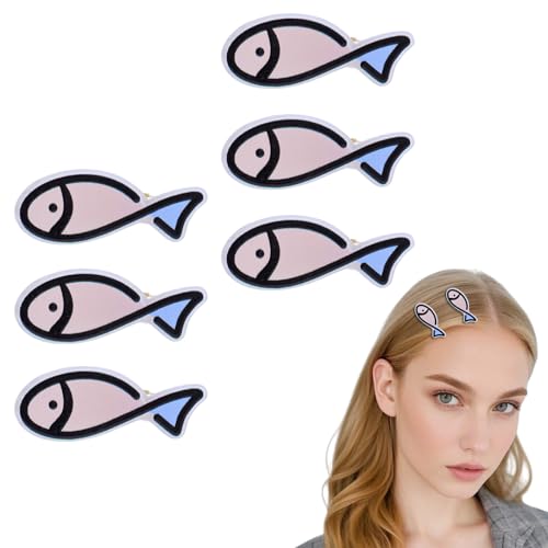 6 Pcs Cartoon Pink Fish Hair Clips Line Little Fish Non Slip Resin Barrette Sweet Bangs Headwear Styling Clip for Women Ocean Hair Accessories Hairstyle Tool - color: Style 1