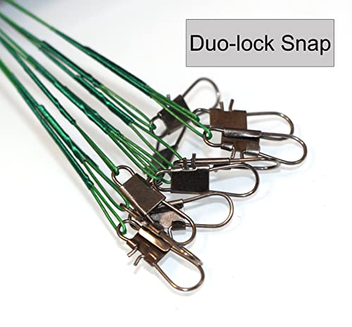 10pcs Fishing Wire Leaders Heavy Duty Nylon-Coated Fishing Line Wire Leaders with Swivels and Snaps 18inch, 45LB - color: 10pcs green