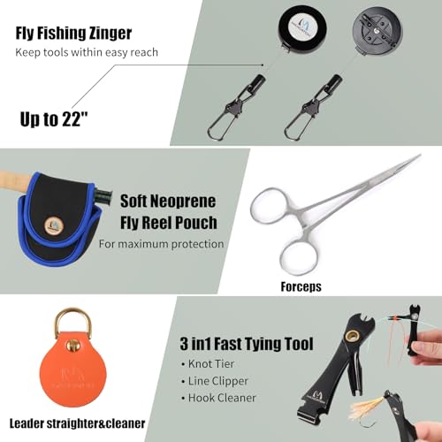 M MAXIMUMCATCH Maxcatch Premier Fly Fishing Rod and Reel Combo Complete 9' Fishing Outfit - color: Premier Rod+Black AVID Reel, size: 3 wt -8'4 Half-Handle Rod,3/4 Reel
