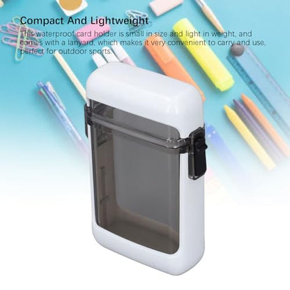 Alomejor ID Card Badge Holder Case, Airtight Lid with Rubber Seal for Swimming Rafting Canoeing, Multifunctional Small Lightweight Pocket Box for Keys (White) - color: White