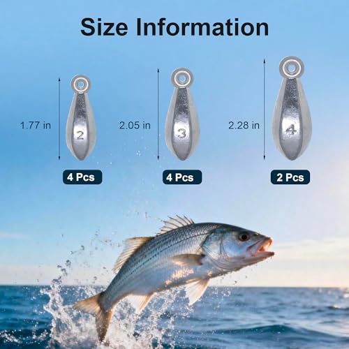 Fishing Weights Bank Sinkers 10PCs Sinkers Less Snag and Faster Sink Lead Weights for Saltwater Freshwater Fishing 2 oz,3 oz,4 oz