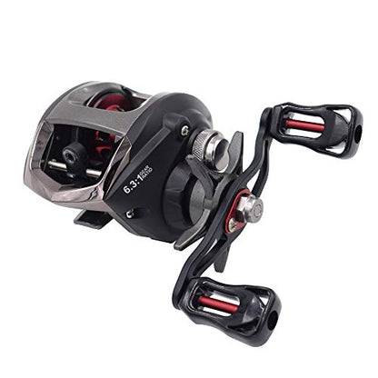 Diwa Baitcasting Fishing Reels Saltwater Freshwater Spincasting Reels Carbon Fiber Drag 18 LBS 12 + 1 Shielded Stainless Steel Ball Bearings Baitcasters Spool Sport Baitcast Reel - style: Left