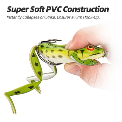 Soft Frog Lures, Topwater Swimbaits for Bass Fishing, Realistic PVC Design, Weedless Hooks, Perfect for Freshwater & Saltwater, Effective Fishing Lures for Pike & Snakehead - style: 4pcs-style D