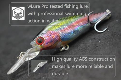 Minnow Crankbait for Bass Fishing Bass Lure Jerkbait Fishing Lures and Tackle Box - color: HM515KB
