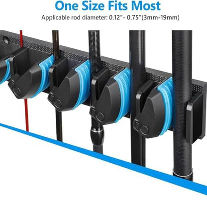 9 Rod Fishing Rod Holder Wall-Mounted Poles Rack Vertical Rod Stand for Garage Cabin and Basement Fishing Accessory