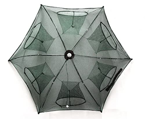 Fishing Net Portable and Foldable Umbrella Fishing Bait Net - Easy to Use Fishing Tool for Crayfish,Shrimp,Crab, Catfish - color: 6 Holes