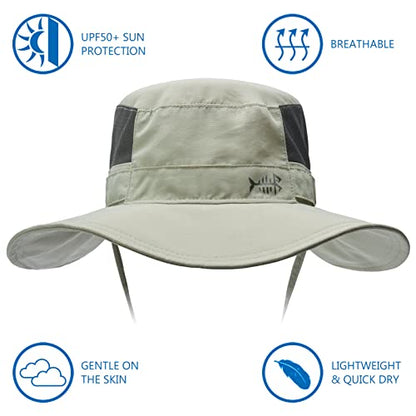 BASSDASH UPF 50+ Sun Fishing Hat Water Resistant with Detachable Neck Flap - color: Pea Green