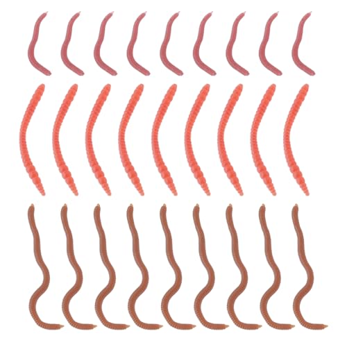 90pcs Realistic Worms Drop Shot Soft Worm Lures Soft Fishing Lure 30pcs 4cm Red Lures 30pcs 6cm Red Lures 30pcs 8cm Brown Lures Soft Plastic Worms Fishing Worms