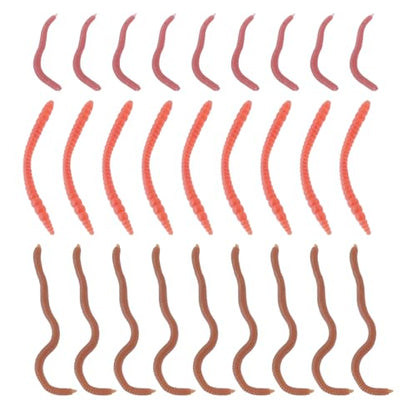 90pcs Realistic Worms Drop Shot Soft Worm Lures Soft Fishing Lure 30pcs 4cm Red Lures 30pcs 6cm Red Lures 30pcs 8cm Brown Lures Soft Plastic Worms Fishing Worms