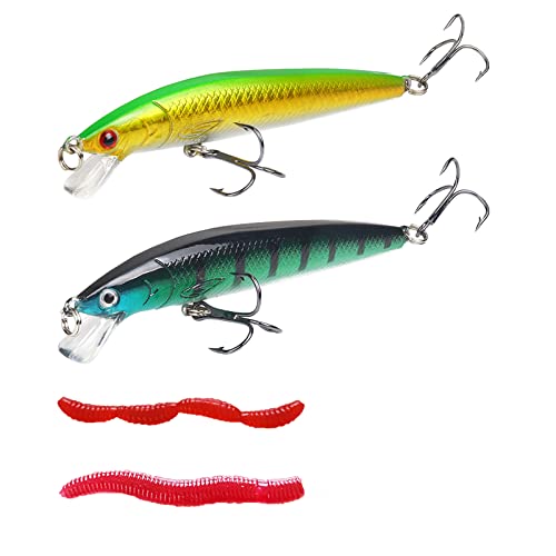 Gah Fishing Lure Kit Mixed Hard Baits Minnow Crankbaits Swimbait for Bass Pike Trout Salmon fit Saltwater and Freshwater Suspending Shallow Diving.