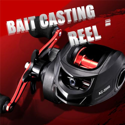 Rooblinos AC Baitcasting Fishing Reel Lightweight Aluminum Spool Fishing Reel 17.6Lbs Max Drag Magnetic Braking System 6.3:1 High-Speed Gear Ratio Saltwater Freshwater Baitcaster Reel