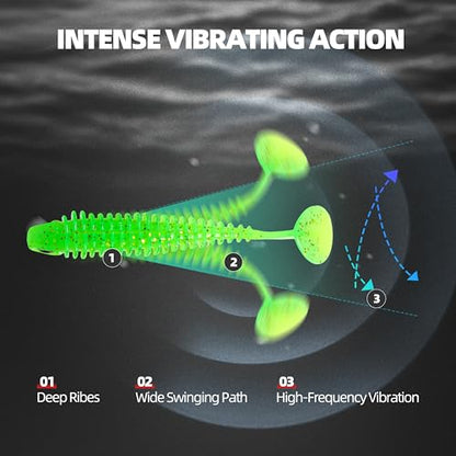 30pcs Soft Plastic Swimbaits with Paddle Tail, T-Tail Fishing Lures for Vertical Jigging and Casting, Freshwater Swimbaits for Bass, Trout, Walleye & Crappie - color: Dual Ribbed, 3''