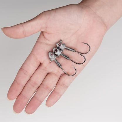 Swimbait Jig Heads with Stacked Cone Keeper, Minnow Style Eye Fishing Jighead 3/16 1/4 3/8 1/2oz (15 PCs) - color: Raw, size: 1/2oz - 4/0 - 15 pack