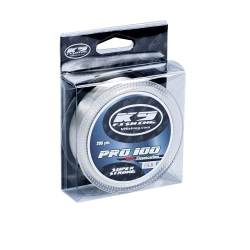 K9 Pro100 100% Fluorocarbon Fishing Line, Clear, Fast-Sinking Low-Stretch for Jigs, Texas Rigs & Finesse, Main Line or Leader