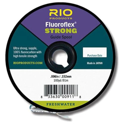 RIO Products Fluoroflex Strong Tippet, 100% Fluorocarbon Fly Fishing Tippet for Trout, Abrasion Resistant, Strong, & Knot Friendly, 100yd Guide Spool - size: 2X