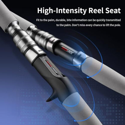 Raptor Saltwater Fishing Rod 6 Foot Spinning Casting 2 Pieces Offshore Boat Pole 27T High Carbon Fiber Baitcaster Lightweight Stainless Steel Guides Bass Trout Catfish Boat Fishing Rod