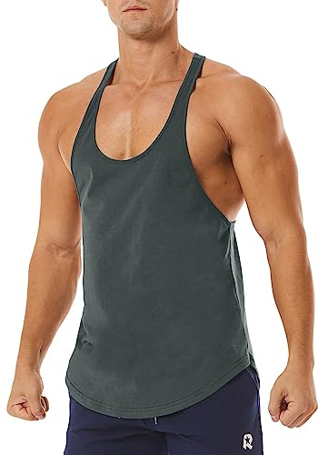 Men's Workout Quick Dry Soft Gym Bodybuilding Stringer Tank Tops - color: Gray, size: Medium