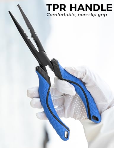 2PC Fishing Tool Kit - 7" Fillet Knife,Fishing Pliers,Multitool Hook Remover Fishing Pliers,Fishing Gear for Saltwater - color: 9.4"Fishing Pliers Blue