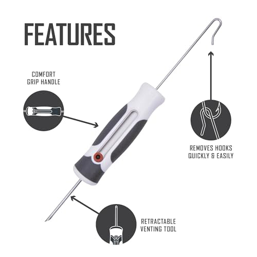 Smith’s 51523– 7.25in De-Hooker + Venting Tool – Stainless Steel Fish Hook Remover – Corrosion Resistant + Saltwater Tool – Ergonomic Handle – Bait Fishing Hook Extractor – Fish + Tackle Accessory