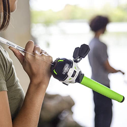 Zebco Roam Telescopic Fishing Rod and Spinning or Spincast Fishing Reel Combo, Durable 6-Foot Fiberglass Rod with ComfortGrip Handle, Pre-spooled with Zebco Cajun Fishing Line - style: Spincast Reel - Green