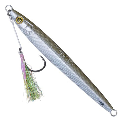 Hogy Big-Game Sand EEL Jig - Tuna Fishing Lure Knife-Style Deep Water Jig | Knife-style deep water jig with heavy-duty assist hooks for Tuna, Striped Bass, Groundfish & saltwater fishing. - color: Olive, size: 10/0 - 16oz