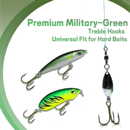 Treble Fishing Hooks 2X Strong 10Pcs Triple Hooks Sharp Barbed/High Carbon Steel/Round Bend for Lures Freshwater Saltwater - size: 10#_10pcs