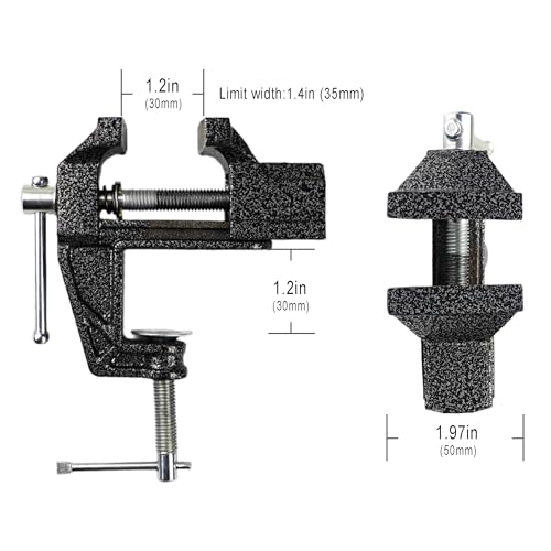 Mini Bench Vise and Fishing Hook Sharpener, Small Jeweler Table Clamp Small Hobby Bench Vice, Craft Repair Tool Portable Table Vise for Woodworking, Drilling, Metalworking, and Sawing