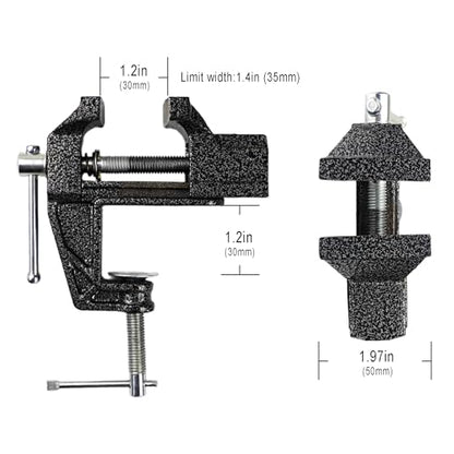 Mini Bench Vise and Fishing Hook Sharpener, Small Jeweler Table Clamp Small Hobby Bench Vice, Craft Repair Tool Portable Table Vise for Woodworking, Drilling, Metalworking, and Sawing