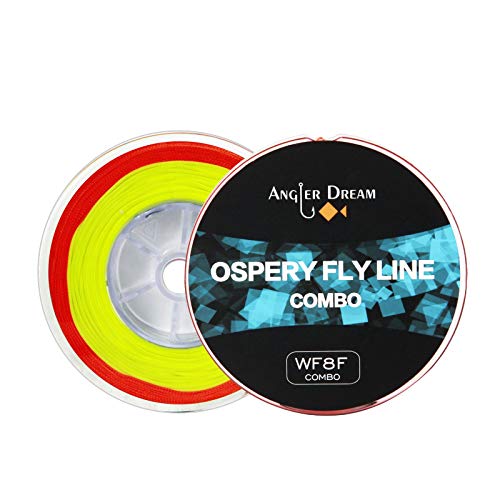 100FT WF3F WF5F WF8 Fly Fishing Line Combo Weight Forward Fly Line with Braided Backing Tapered Leader Preload Fly Line with Welded Loop - color: Fluo Yellow, size: WF 8F Fly Line Combo