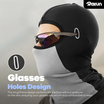 ROXUN Balaclava Moto Face Mask, Summer Cooling Ice Silk Mesh Sun Protection | Ice Silk Cooling, Breathable Mesh, UPF 50+, Helmet Friendly, Glasses Compatible, Versatile Use for Cycling Ski - color: White