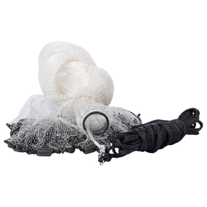 BASSDASH American Saltwater Fishing Cast Net 3/8 1/4-Inch Mesh 4ft 6ft 8ft Radius, 1-Pound Per Foot, for Bait Fish with Utility Bucket Casting - size: 8 Ft, style: 3/8 Mesh