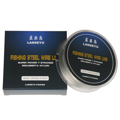Fishing Wire Rope 0.5mm 100 Metres 26 Pound Fishing Stee Wire Nylon Coated 1x7 Stainless Steel Leader Wire Super Soft Fishing Wire Lines