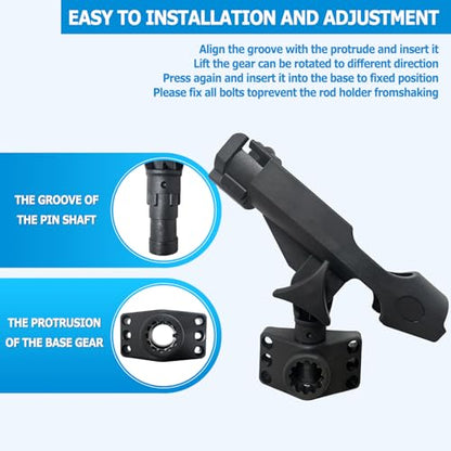 LBW Fishing Rod Holders for Boat Adjustable Kayak Rod Holder Side Deck Mount Rod Holder Boat Fishing Pole Holders 2 Pack