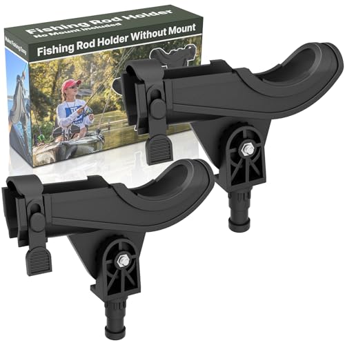 Huntury Fishing Rod Holder - No Mount Included, Compatible with Scotty Accessories, Quick-Release Strap for Spinning & Baitcaster Rods, Ideal for Kayaks, Canoes, and Small Boats, Pack of 2