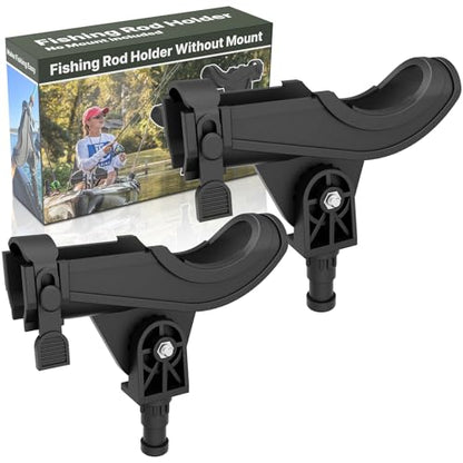 Huntury Fishing Rod Holder - No Mount Included, Compatible with Scotty Accessories, Quick-Release Strap for Spinning & Baitcaster Rods, Ideal for Kayaks, Canoes, and Small Boats, Pack of 2