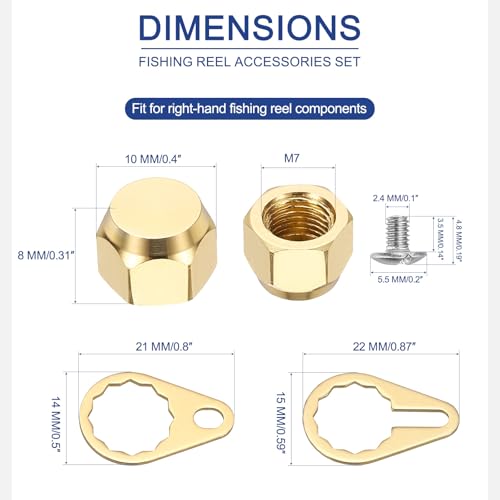 Fishing Reel Screw Nut Caps, Right Handle Locking Plate Nut Replacement Part - color: Champagne Gold, size: M7