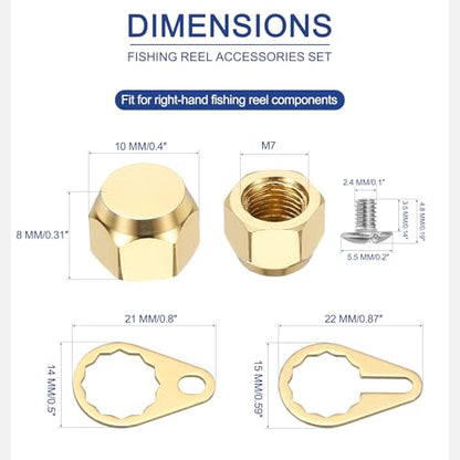 Fishing Reel Screw Nut Caps, Right Handle Locking Plate Nut Replacement Part - color: Champagne Gold, size: M7