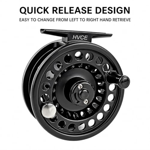 Aventik HVCE Graphite Fly Reel Center Drag System Classic III Graphite Large Arbor Sizes 3/4, 5/6, 7/8 Fly Fishing Reels - size: 3/4, style: With Line