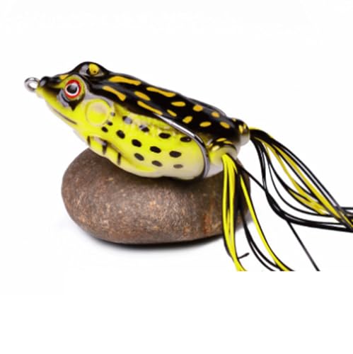 13g 6cm Plastic Frog Bait with 3D Eyes & Hooks, Soft Tube Topwater Artificial Fishing Lure Sinking Lures - color: Black