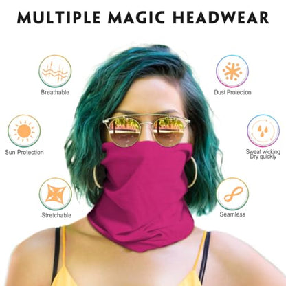 Venswell Neck Gaiter Face Mask Men Women,Seamless Bandana Rave Face Cover Scarf Mask,Balaclava,Headband, Head Wrap,Headwear - color: A-women Solid 1