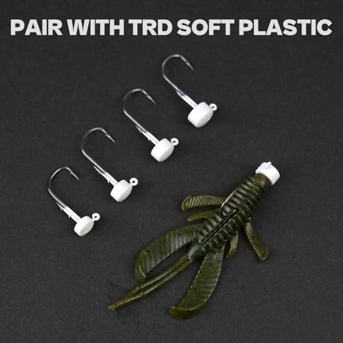 Ned Rig Jig Heads, 20 Pack Finesse Mushroom Jig Hooks Kit for Bass Fishing 1/16 3/32 1/8 3/16oz - style: White - 1/8oz, 20 Packs