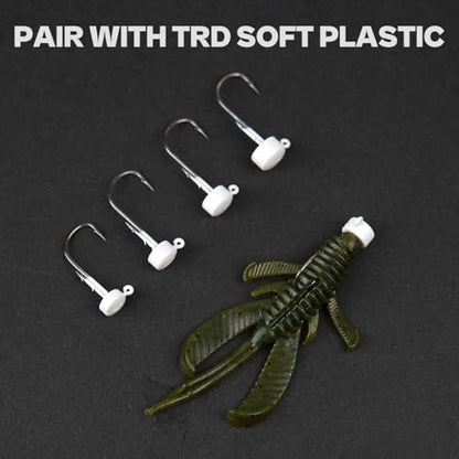 Ned Rig Jig Heads, 20 Pack Finesse Mushroom Jig Hooks Kit for Bass Fishing 1/16 3/32 1/8 3/16oz - style: White - 1/16oz, 20 Packs