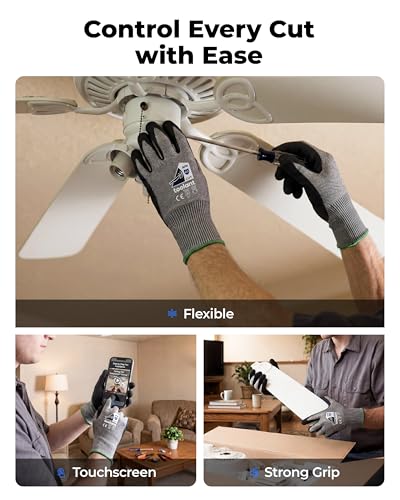 toolant ComfyCut A3 Cut Resistant Work Gloves, ANSI & EN388 Certified Protection with Superior Comfort, Fiberglass-Free, Touchscreen & Flexible Grip, for Fishing, Gardening, DIY, Assembly, XX-Large - size: XX-Large