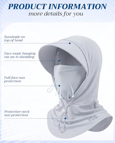 Shihanee 3 Pack Balaclava Face Mask Sun Protection Hood Cooling Breathable Full Head Mask for Men Women Fishing Cycling - color: Black, Grey, Misty Grey