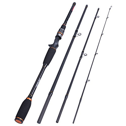Goture 4-Piece Travel Carbon Fishing Rod M/MH Action 6.6-12ft Multi-Colors | Goture multi-spec travel fishing rods adopt upgraded high-grade carbon fiber blank with premium Fuji line guides - color: Black, size: Casting/6'6"-Fast/Medium-Heavy