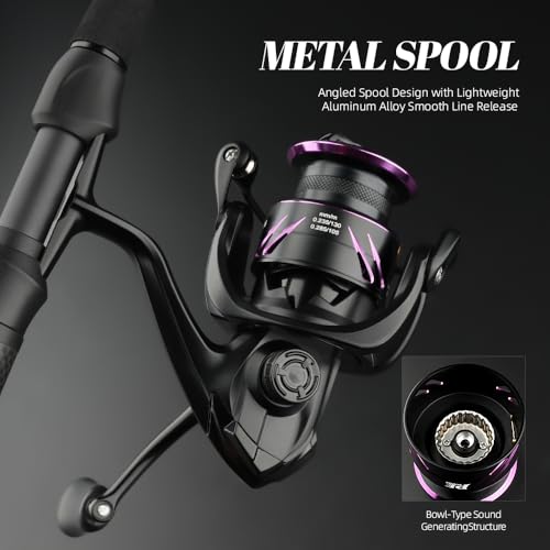 ROOBLINOS BASS Hunter Fishing Rod and Spinning Reel Combo 6.9ft Lightweight Carbon Fiber Fishing Pole Set Freshwater & Saltwater Bass Trout and Panfish Lakes Rivers Fishing - color: BASS HUNTER+PE2500S(shallow spool)