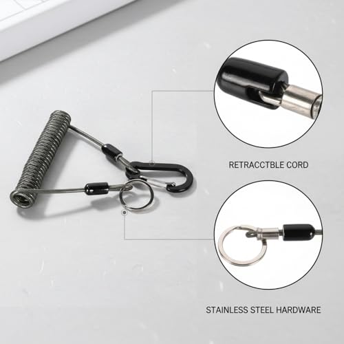 Retractable Fishing Tool Lanyard - Stainless Steel Tether for Pliers & Scissors, Anti-Loss Gear Clip for Boats, Kayaks (1 Pack) - size: 47.24 x 3.15 x 1.57"