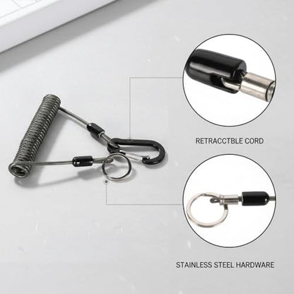 Retractable Fishing Tool Lanyard - Stainless Steel Tether for Pliers & Scissors, Anti-Loss Gear Clip for Boats, Kayaks (1 Pack) - size: 47.24 x 3.15 x 1.57"