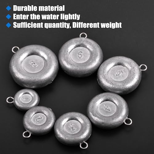 Disc Sinkers Fishing Weights Coin Sinkers Saltwater Surf Fishing Weights for Bottom Drifting Trolling Catfishing Tackle 1oz 2oz 3oz 4oz 5oz 6oz 8oz - style: 5oz-4pcs